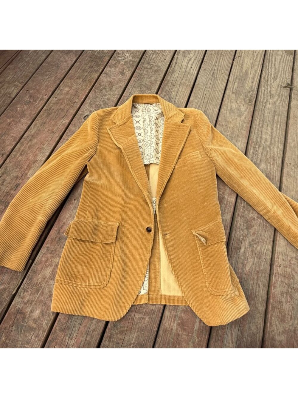 Vintage Mens Corduroy Blazer Jacket 38L By New York Store In Mustard Yellow
